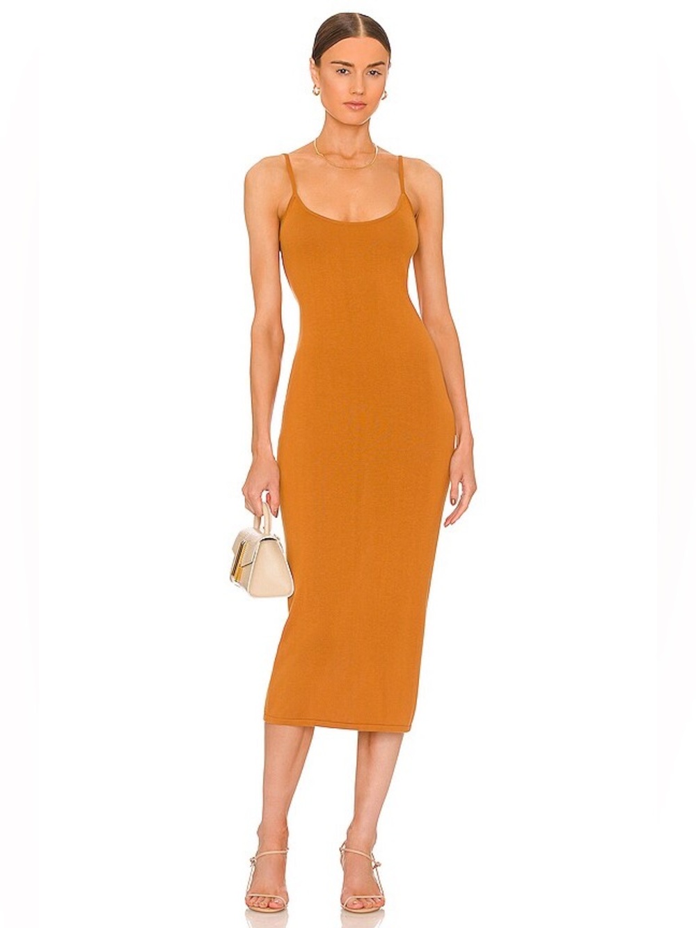 Weekend Stories Ossie Midi Slip Dress Rust Orange Open Back Size Small